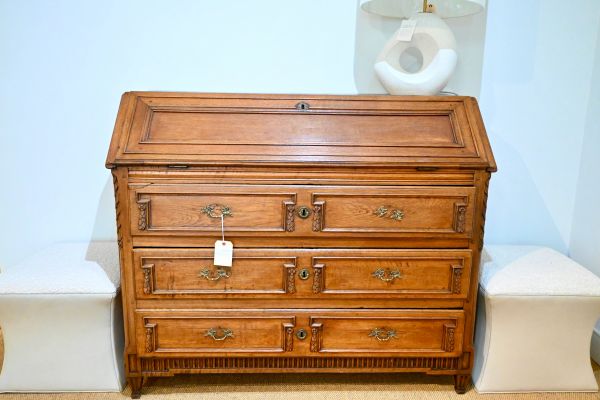 Louis XVI Style Slant Front Oak Secretaire