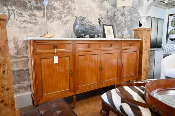 Louis XVI Style Marble Top Mahogany Sideboard