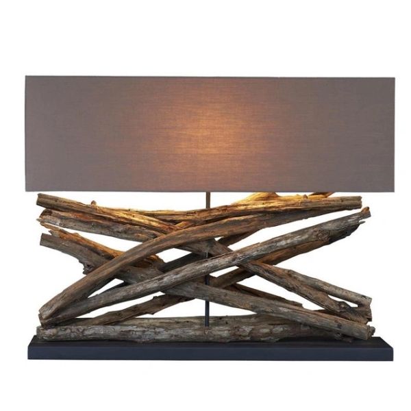 Large Teak Table Lamp