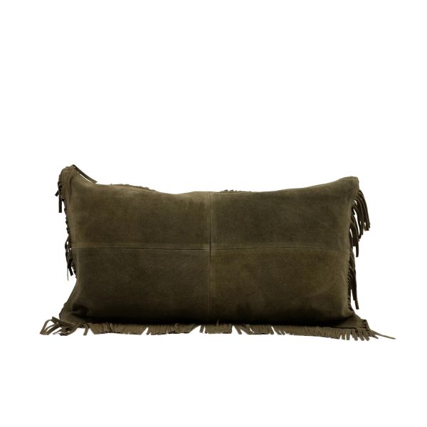 Lumbar Pillow - Fringe Suede Forest Green