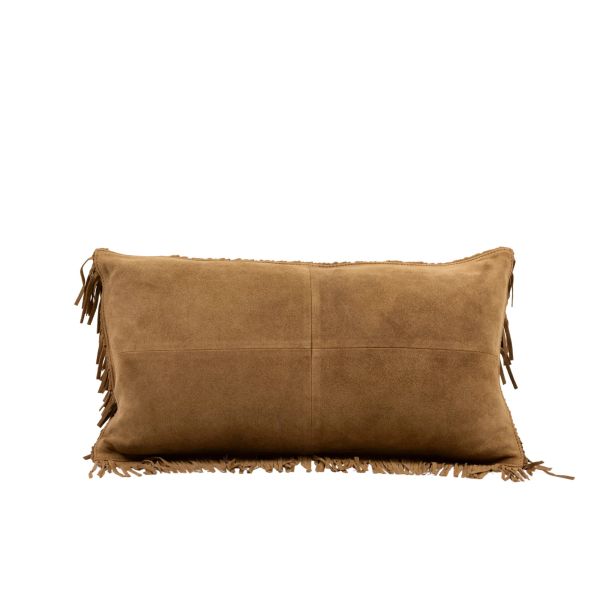 Lumbar Pillow - Fringe Suede Camel