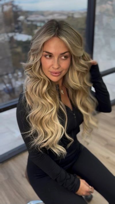 Long blonde hair extensions at Giovannis West Salon in Mission Valley, San Diego