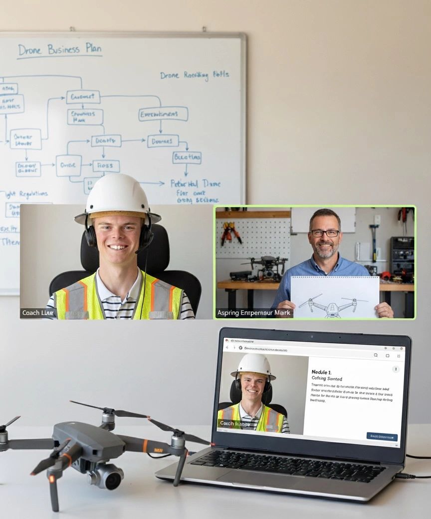 Photo of a drone business coaching meeting