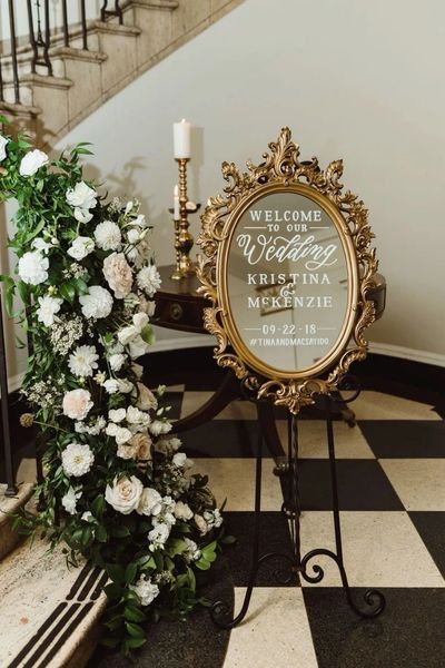 Custom Welcome Sign on Mirror & Easel 