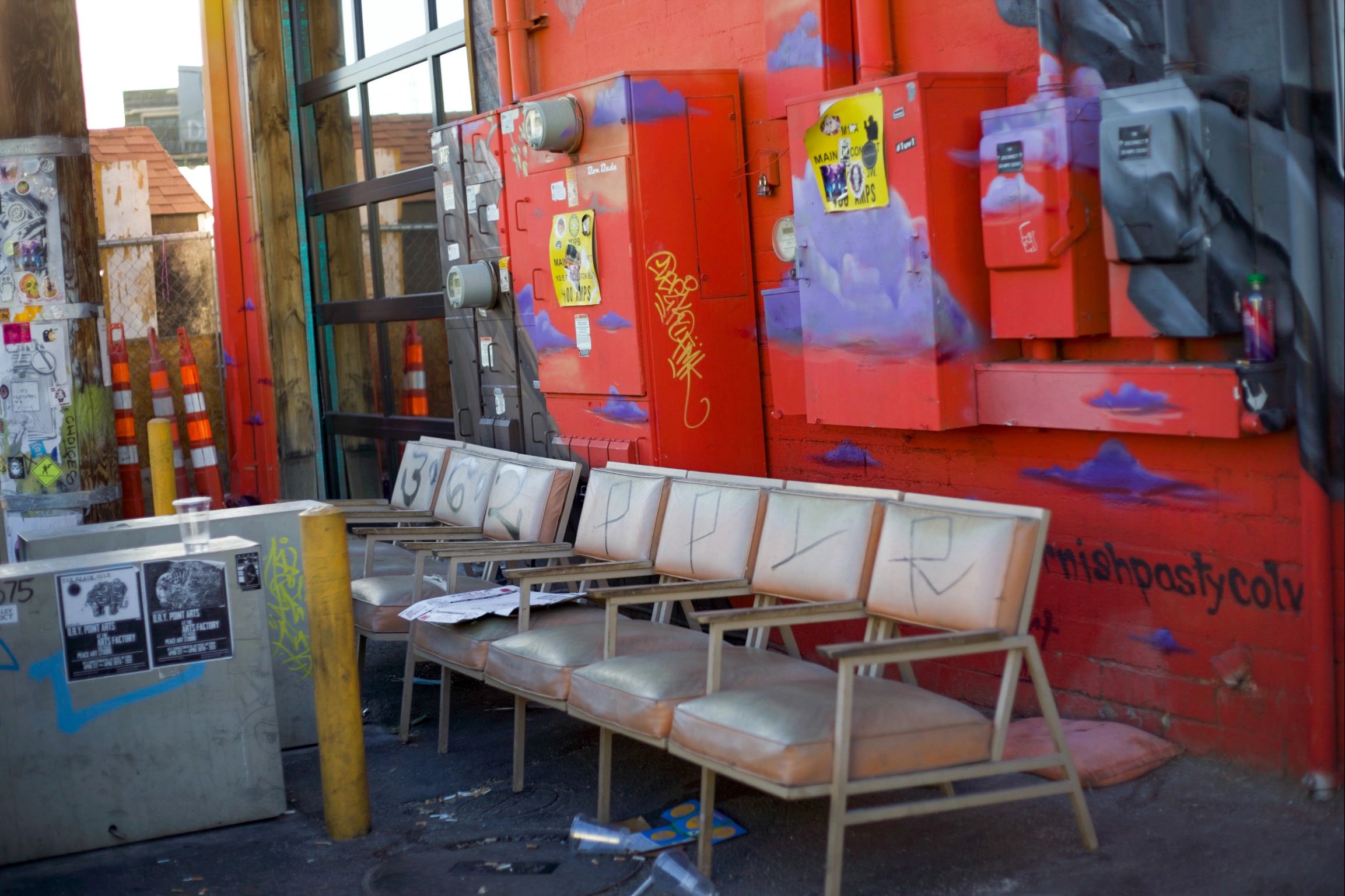 Old chairs with graffiti art