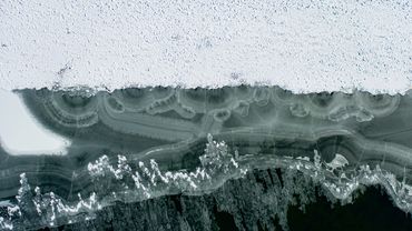 Abstract view of Melting ice at Twin Lakes, CA