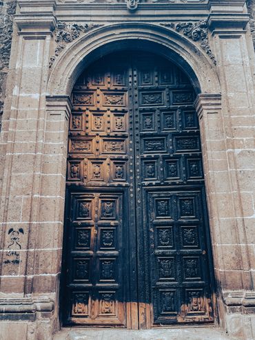 Huge door in the Historical District of Mexico City