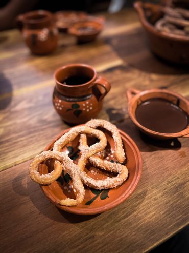 Fresh made Churros, Spicy Dark Chocolate and Coffee