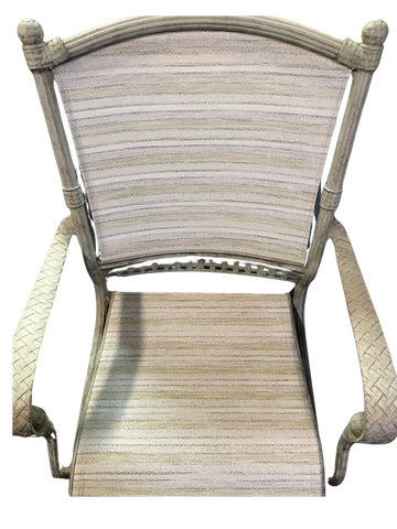Two piece dinette chair sling with rounded back and tapered seat.