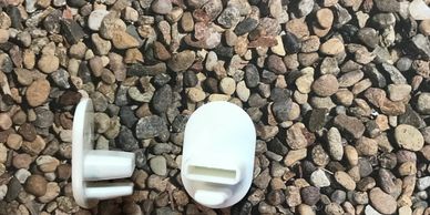 Oval end caps for chair sling rail.