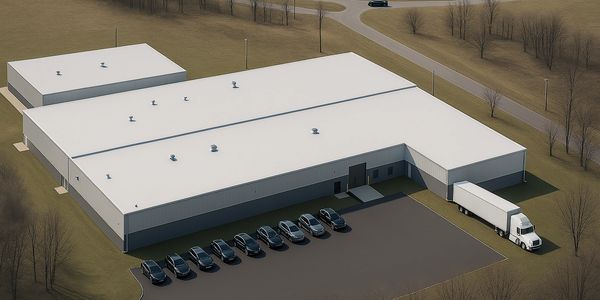 Birds eye view of Quality Profile Services in Council Grove, KS. A plastic extrusion business.