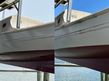 Before and after boat cleaning 