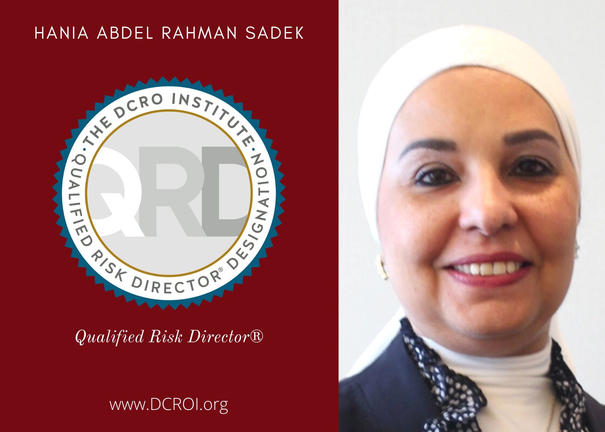 Hania Abdel Rahman Sadek Named a Qualified Risk Director®