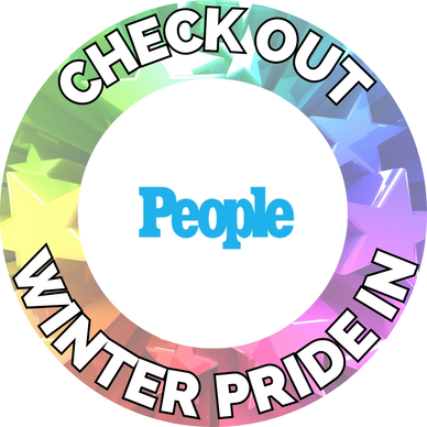 Colorful circular badge with text about winter pride and People magazine.