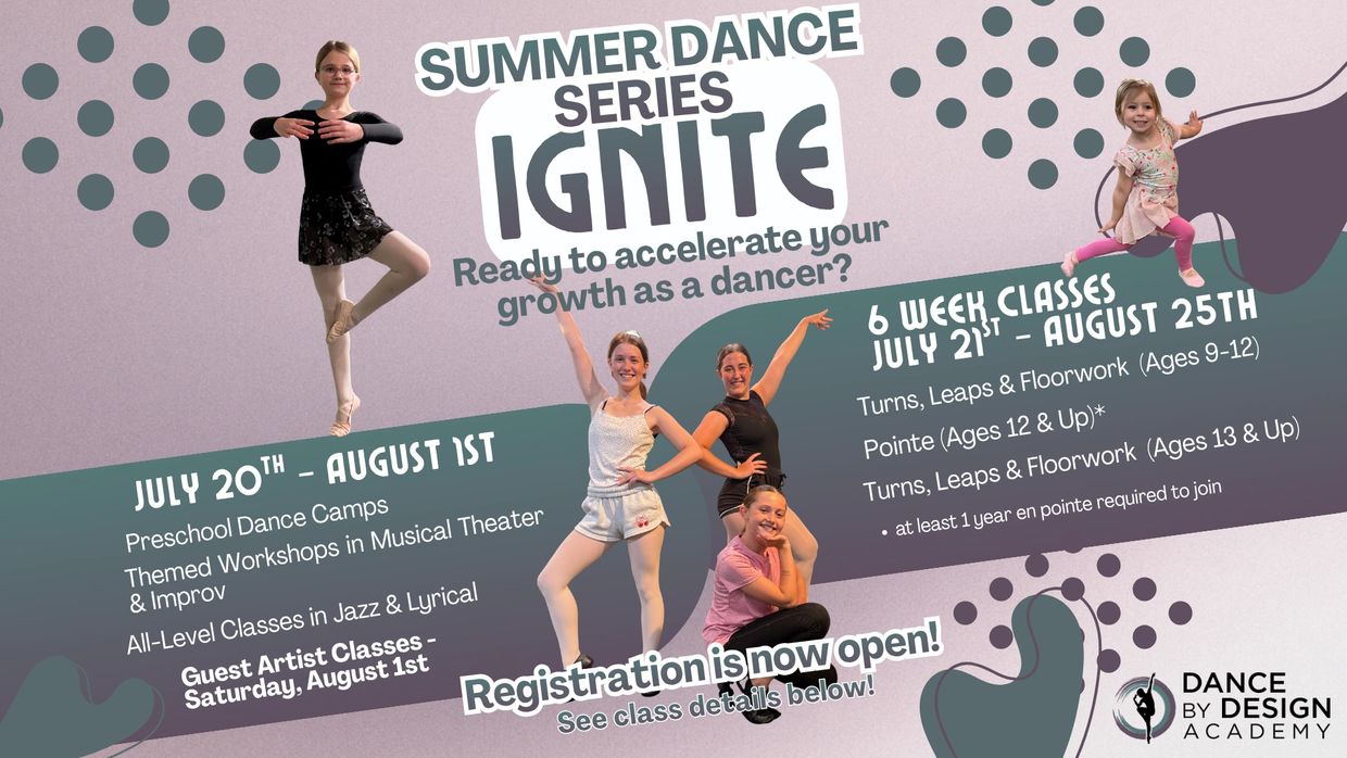 Summer Dance Series Ignite offers dance camps and classes for various ages and levels.