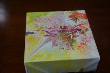 Flower Box acrylic paint pour art. 