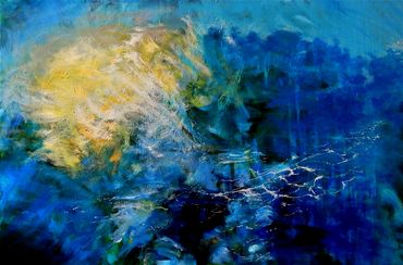 blue green water burst of light ethereal reflections energy movement