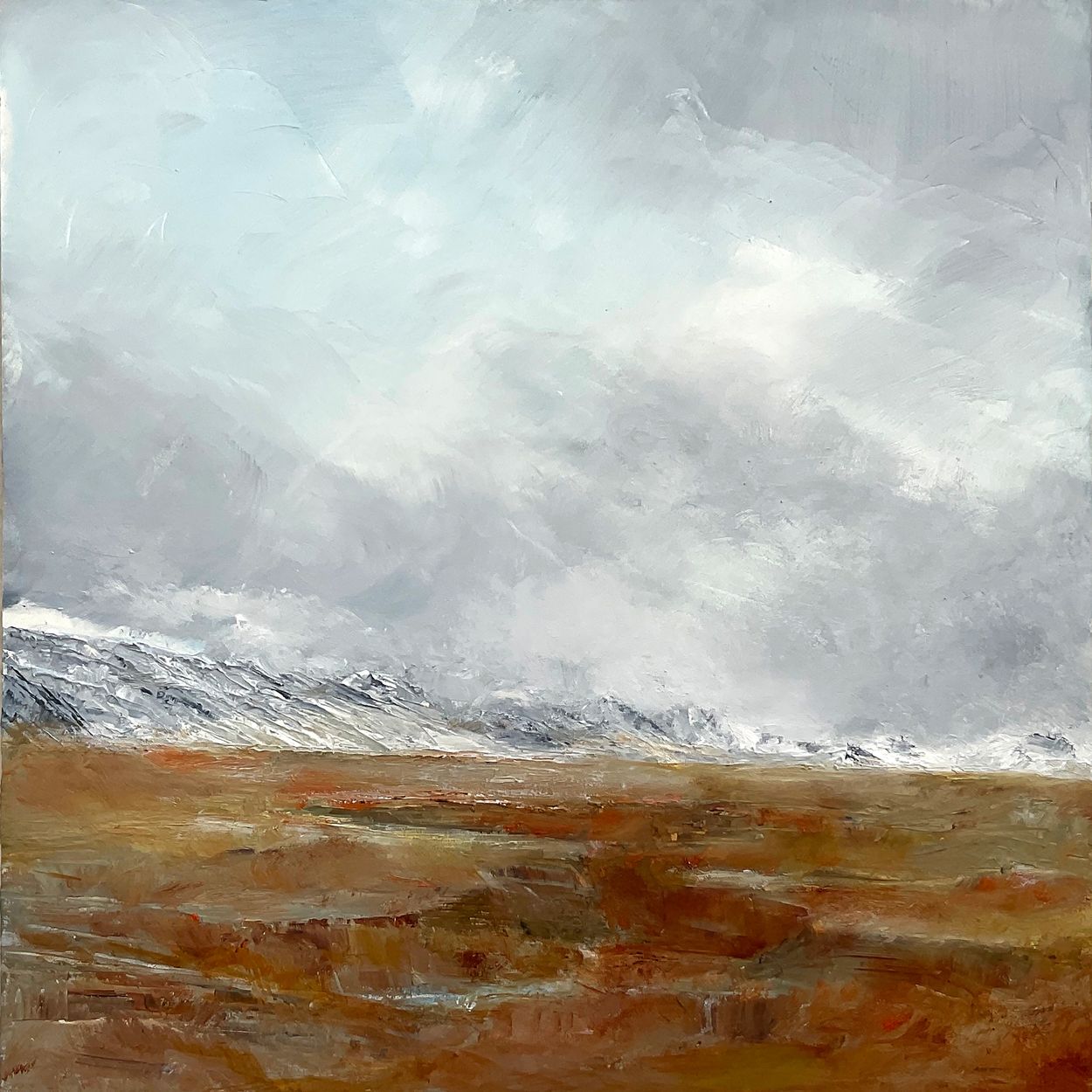 Snow storm in mountains oil on canvas abstract landscape