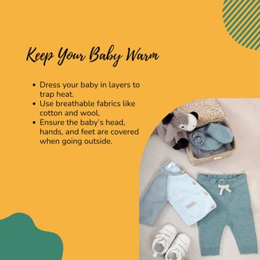 Keep your baby warm in the winter. Dress baby in layers to trap heat. preparing for winter babies. 