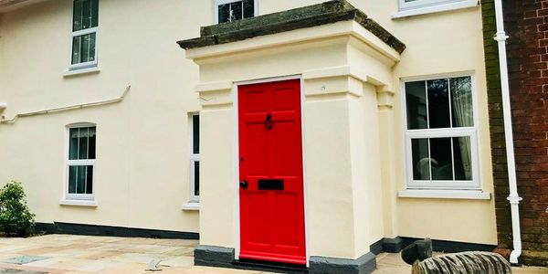 Thin coat render on a manor house near Louth in Lincolnshire