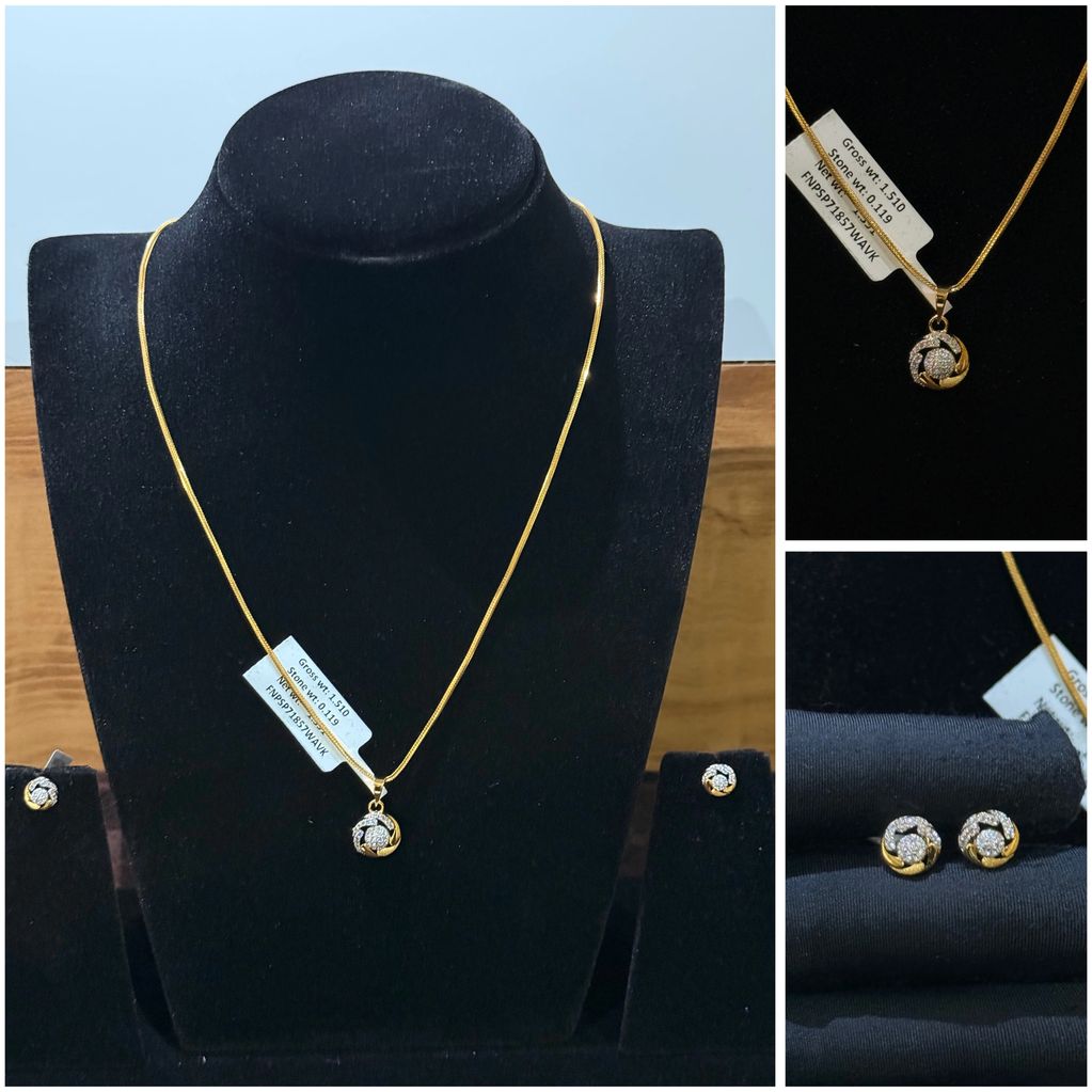 Round Dual Tone Pendant Set