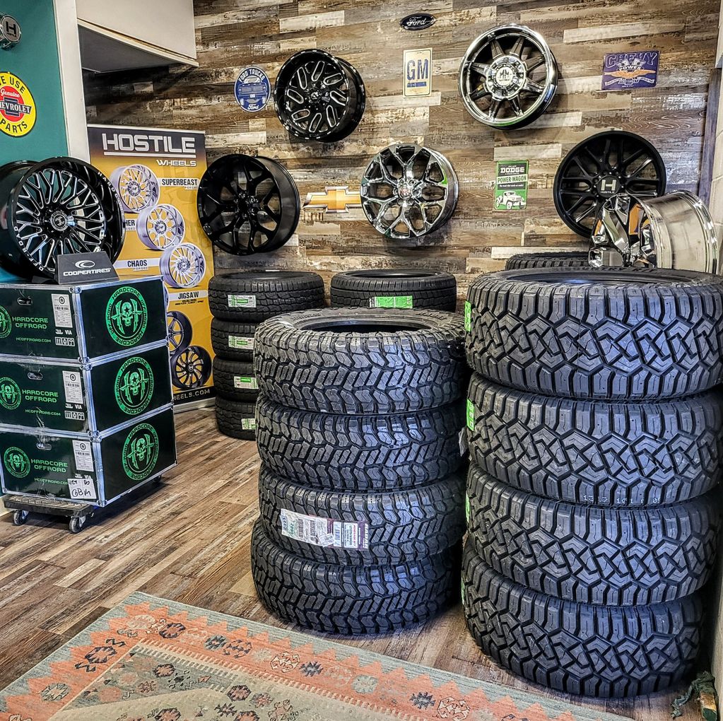 Newly remodeled wheel and tire showroom. Wholesale prices to the public on all new tires and wheels
