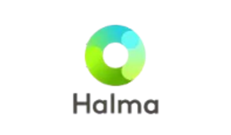 Halma logo with circular design.