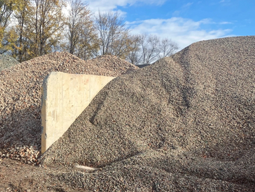 Bays of recycled concrete for purchase at Remat Resource Recovery centre