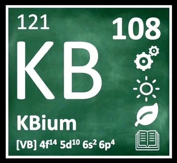 A stylized periodic table element for KBium with atomic number 108.