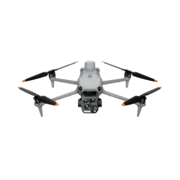 A modern gray camera drone with four propellers.