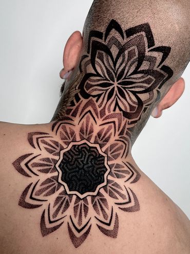 Neck geometry tattoos , custom design geometric art tattoos Toronto