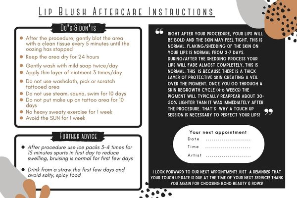 Lip Blush Aftercare Instructions