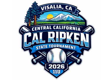 Logo for the 2026 Cal Ripken State Tournament in Visalia, California.