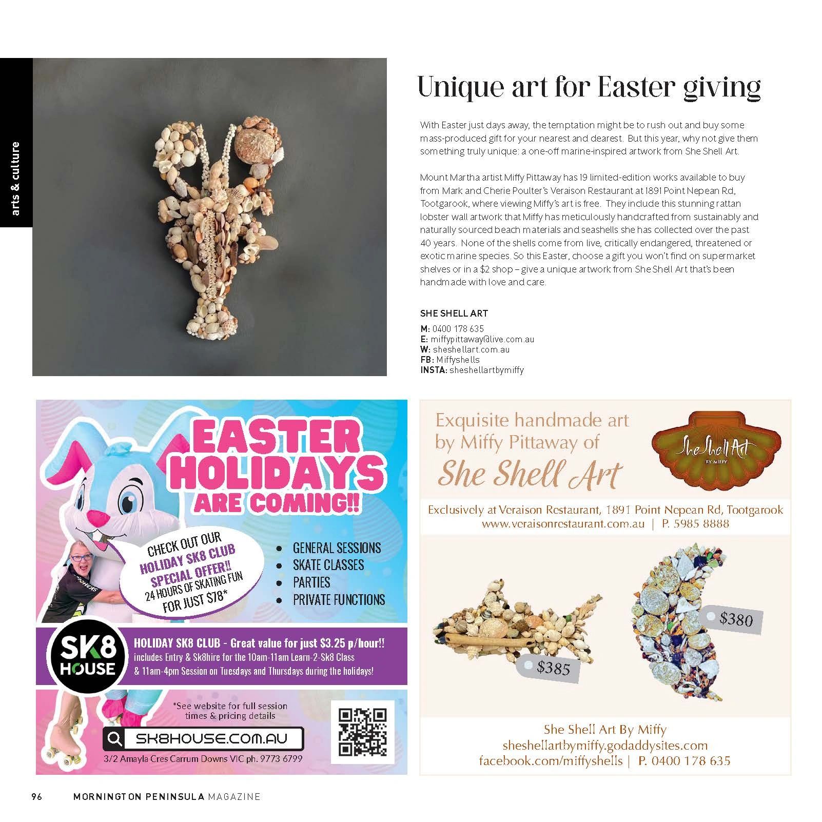 I have my business published in this month’s March’s 2025 Mornington Peninsula Magazine,  (92).
