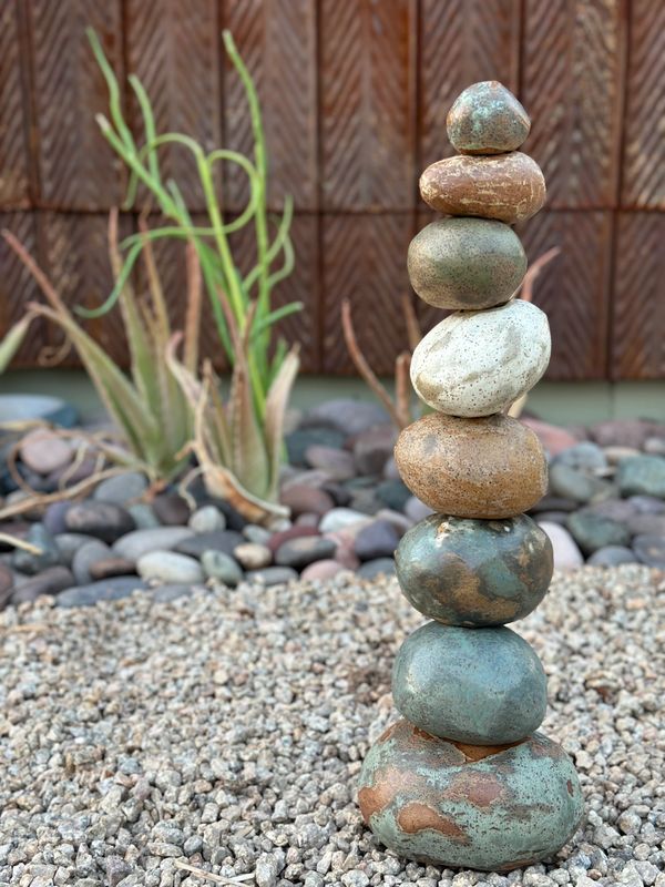 Ceramic river rock stack