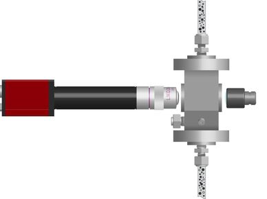 Diagram of a mechanical device with pipes and connectors.