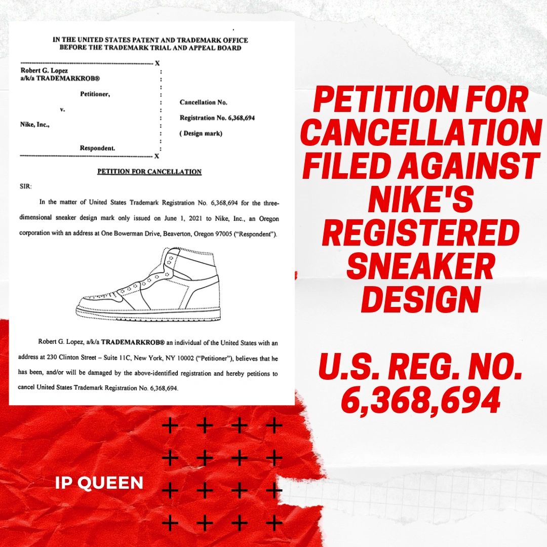 Petition For Cancellation Filed Against Nike's Sneaker Design Reg
