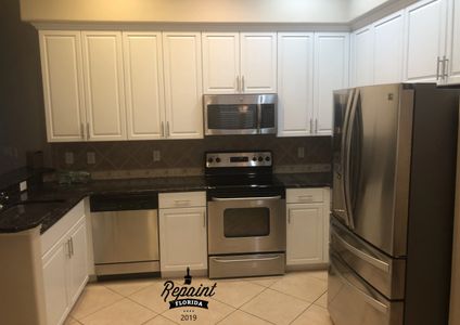 professionally painted kitchen cabinets white in orlando fl 32819 