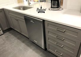 kitchen cabinets professionally painted gray in Orlando Fl 