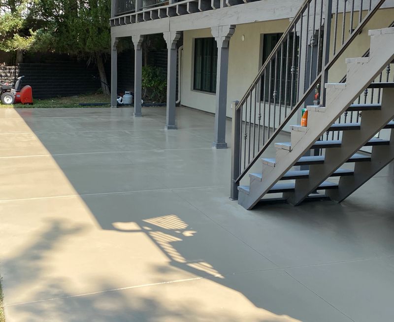 After/Wide view of decorative Patio with beige Epoxy Utah County