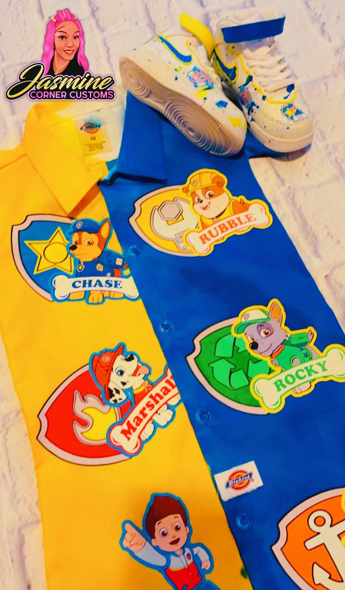 CUSTOM INSPIRED PAW PATROL DICKIE JUMPSUIT WITH NIKE SHOES