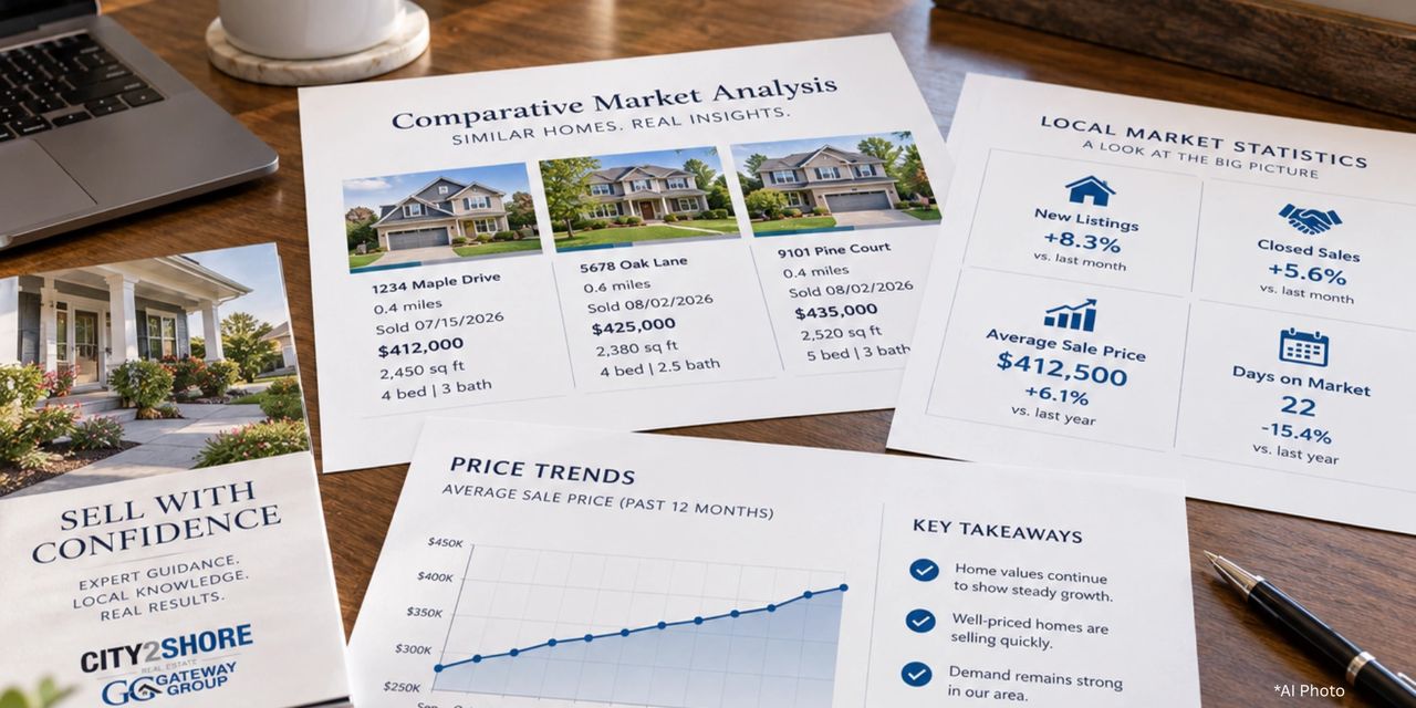 West Michigan homeowner reviewing comparable home sales and pricing strategy with a local real estate professional.