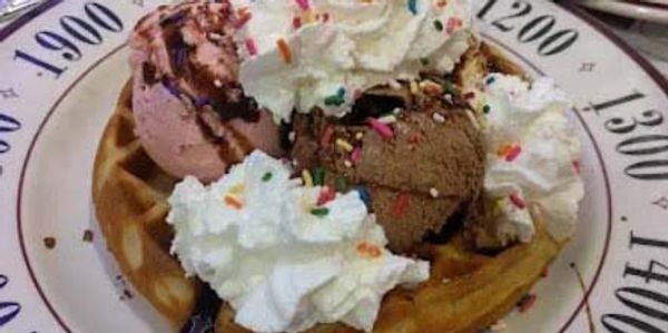 Belgian Waffle With Ice Cream AT The Mohegan DIner