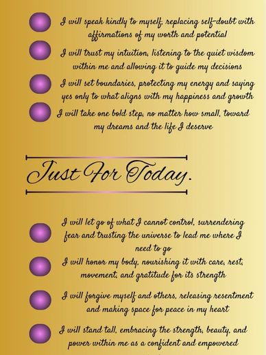 Inspirational daily affirmations for self-kindness, trust, boundaries, and empowerment.