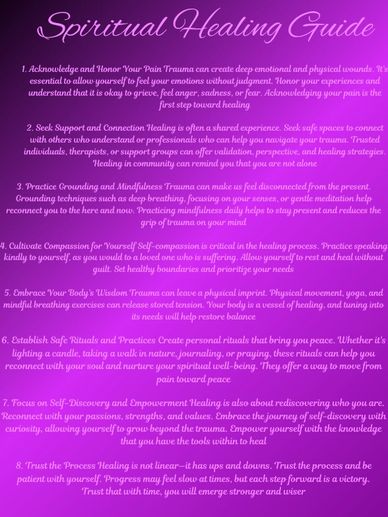 A detailed spiritual healing guide with eight steps for emotional and physical wellness.