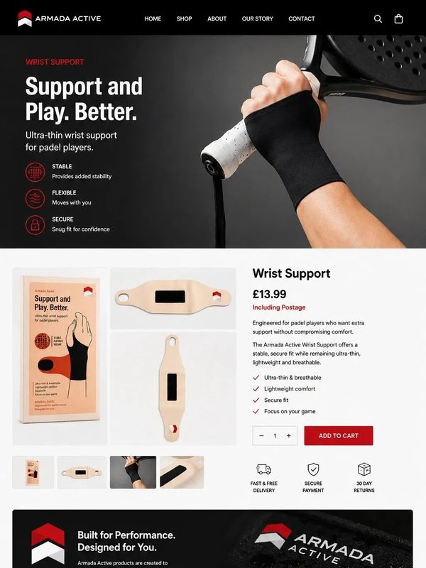 Wrist support for padel players with stability, flexibility, and secure fit.