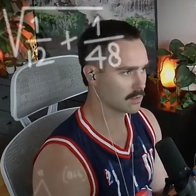 Man concentrating with math formulas overlay.