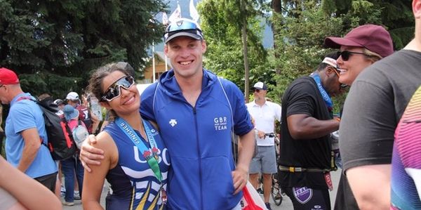 A man and a woman participating in a sports event