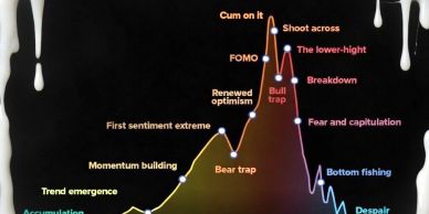 Graph showing emotional phases of a market cycle labeled with explicit terms.