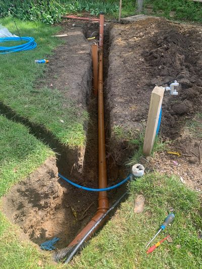 Pipework being installed underground to install a new drainage system 